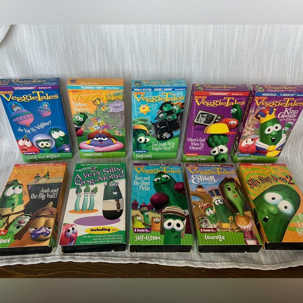 Veggie Tales VHS Lot Of 10 Untested Big  Idea Production Christian Children Show